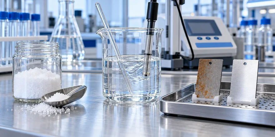 Potassium binoxalate crystals, aqueous solution and laboratory metal surface treatment