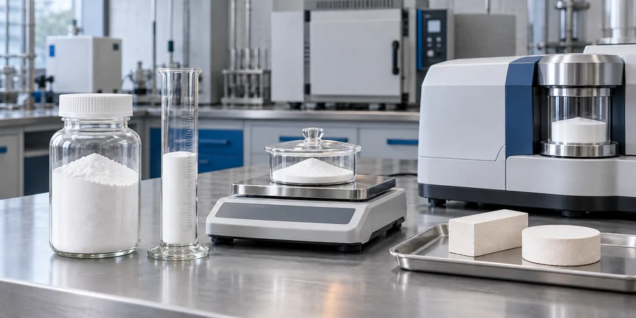 Magnesium Oxide powder quality testing for bulk density particle size reactivity and refractory grade selection
