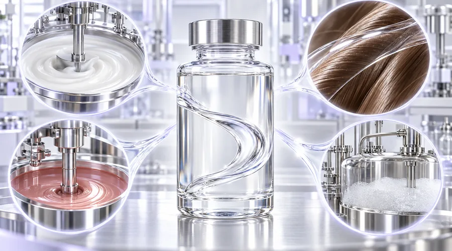 Dimethicone silicone fluid used in skin care, hair care, color cosmetics and foam-control formulations