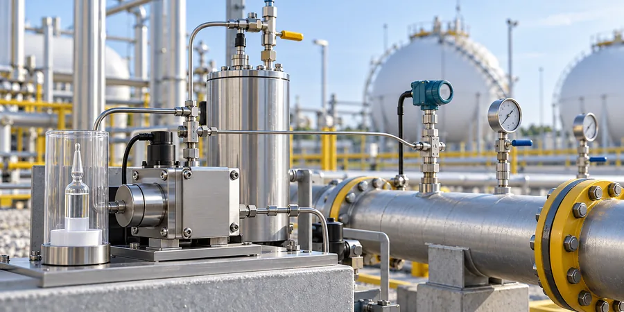Closed ethyl mercaptan metering and injection system used for LPG odorization