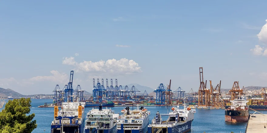 Piraeus container port handling potassium permanganate shipments to Greece