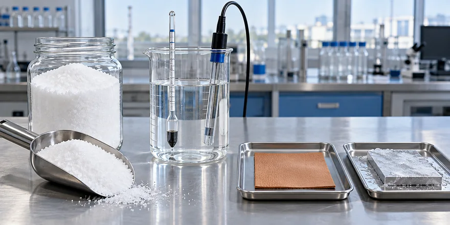 Sodium formate crystals, clear brine testing, leather processing and deicing samples