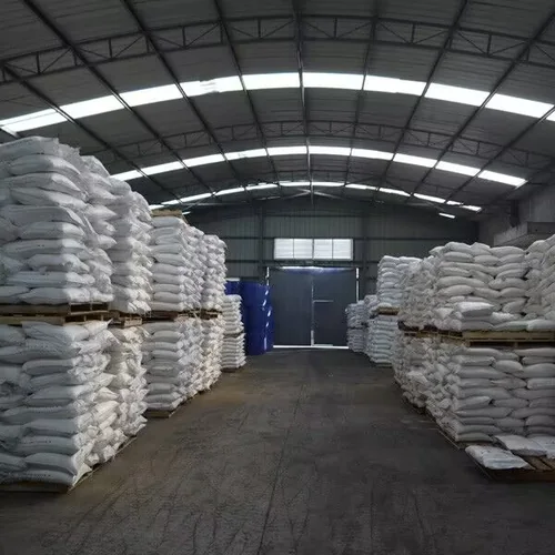 Bulk chemical bags stored on pallets in a dry warehouse