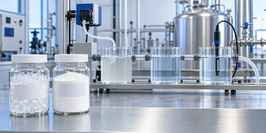 Sodium thiosulfate pentahydrate crystals and anhydrous powder used in controlled water dechlorination testing