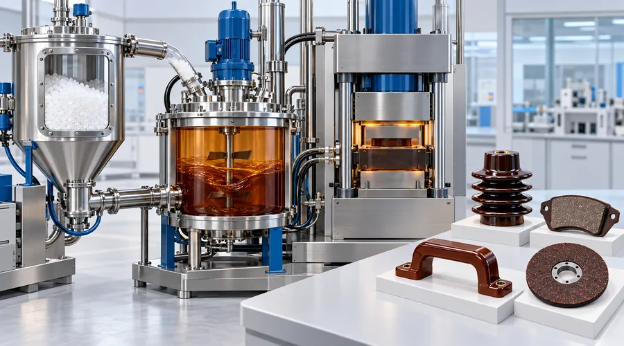 Hexamethylenetetramine crystals used to cure phenolic resin into industrial molded components